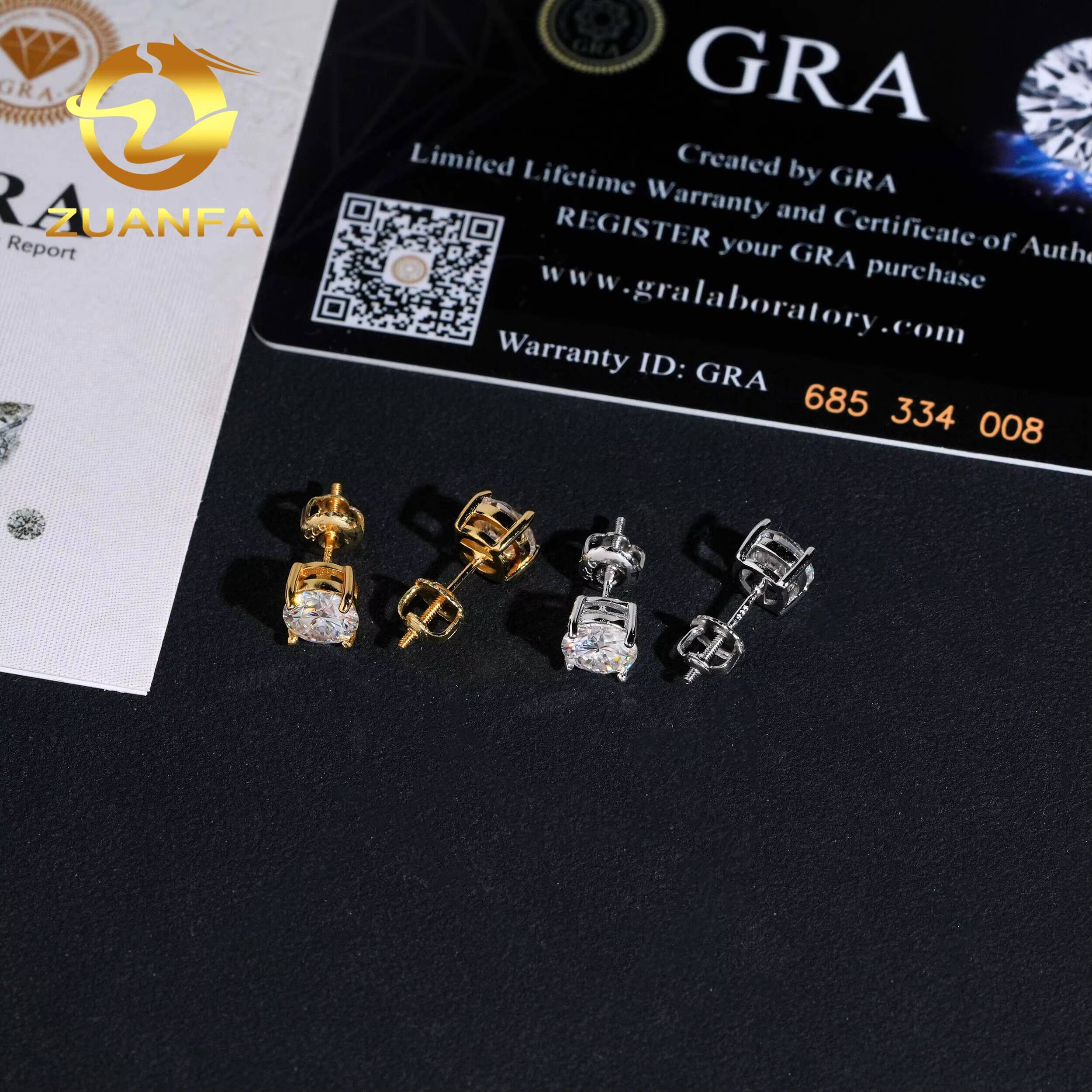 Fast Shipping Regular Classic 6.5mm 925 Sterling Silver D Color VVS Moissanite Stud Earrings