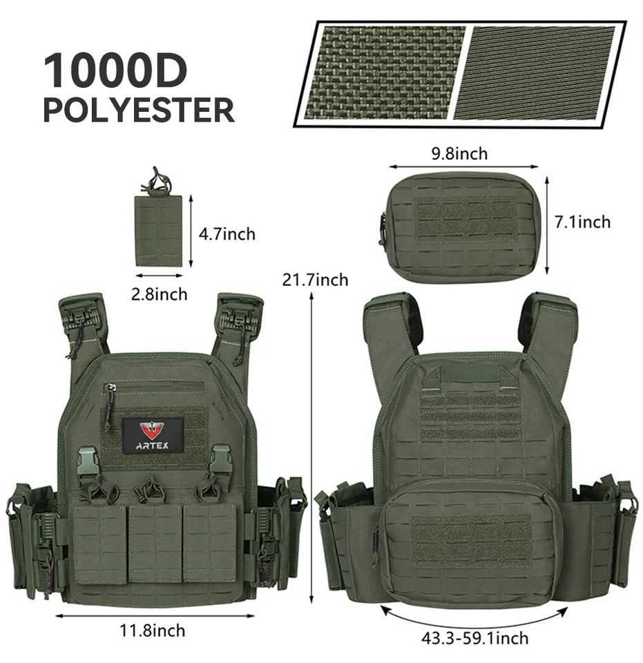 Ranger Green Plate Carrier Tactico Vest With Quick Release Security Molle Chaleco Tactico Bandolier Laser Cut Vest Z250728