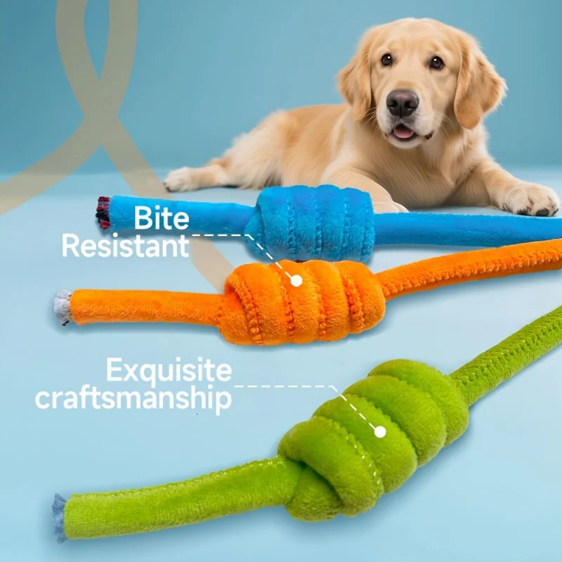 Dog Training Antitear Pulling Rope Toy Pet Plush Grinding Teeth Biteresistant Colorful Cleaning Interactive Toy 250729