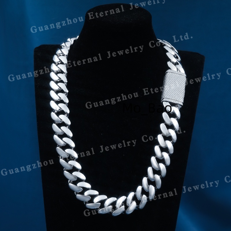 Factory Custom Fine Hip Hop Real S925 Silver Solid Gold Plated Moissanite Lab Diamond Miami Cuban Link Chain Necklace