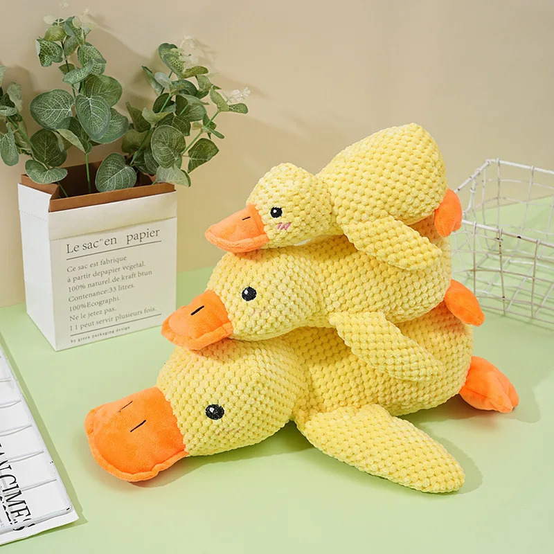 Plush Companion Sleeping Duck Dog Toys for Small and Large Dogs Bite Resistant Teeth Grinding Sound Relief Toy 250729