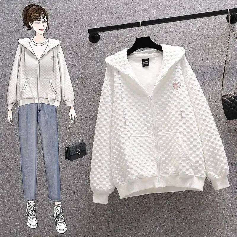 Slim Fit Zipper Cardigan Women's Spring Autumn Thin Loose BF Style Sweatshirt Jacket Casual Comfortable Polyester Fiber