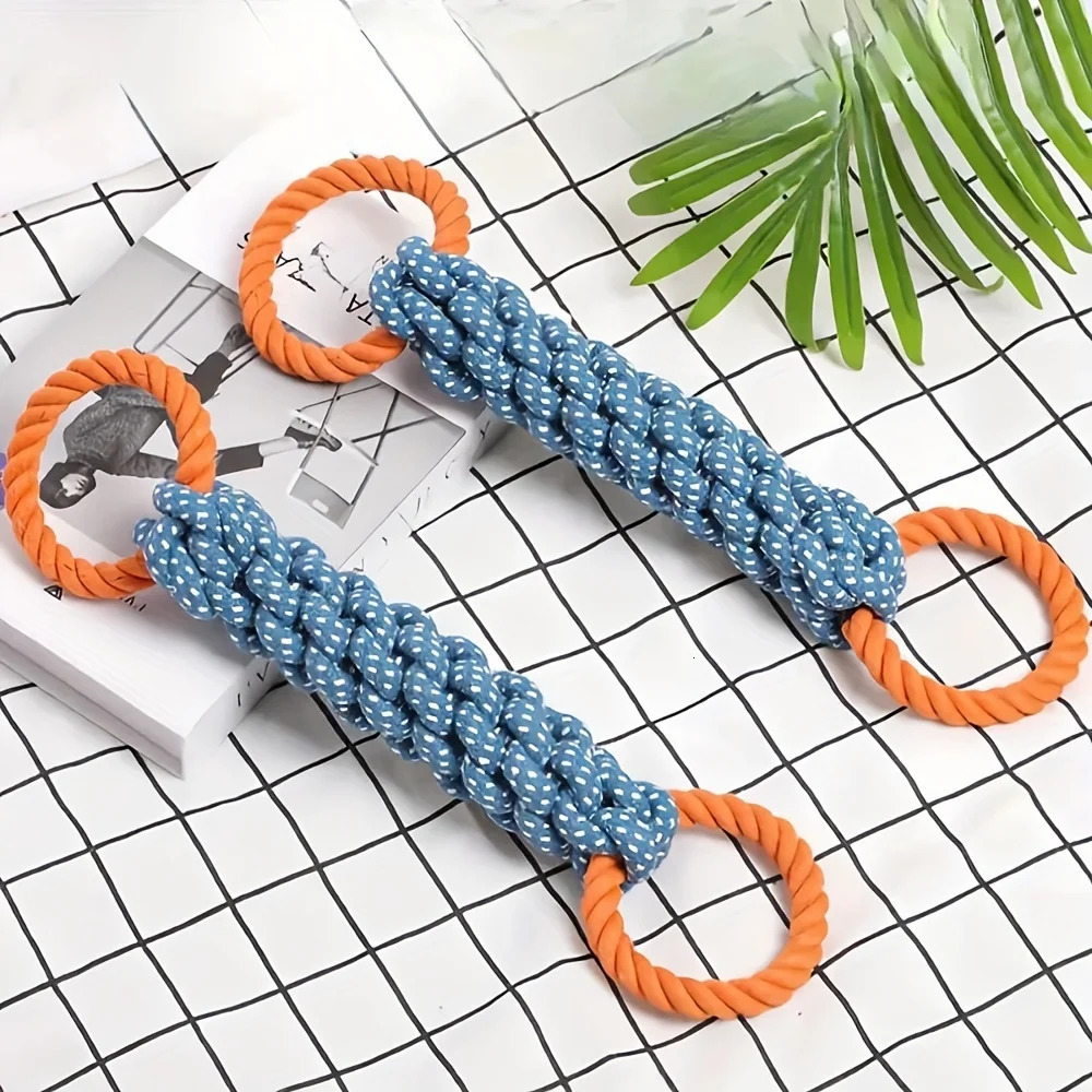 BiteResistant Interactive Tug Play For Medium To Large Breeds Durable DoubleRing Cotton Blend Dog Rope Toy 250729