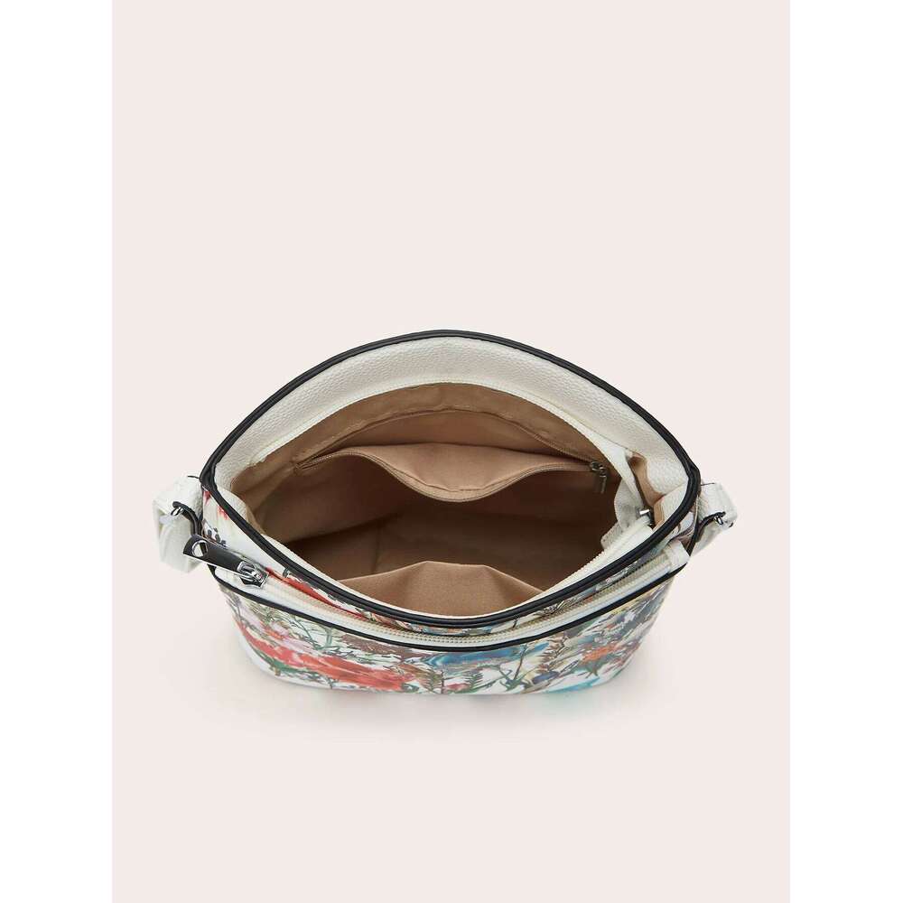 Women's Bags Designer Women's Bags Designer Versatile Floral PU Leather Crossbody - Chic Zippered Bucket With Poly Lining Women, Shoulder Ba