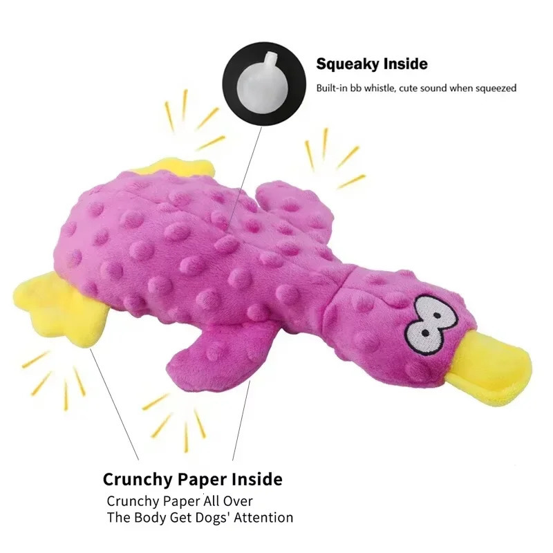 Duck Soft Plush Stuffed Raw Dog Toys for Small Puppy Dogs Interactive Squeaky Bite Toy Sound Paper Chew Tooth Pet Supplier 250729