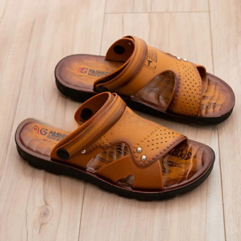 Summer Leather Sandals Outdoor beach open toe slippers anti slip breathable dual-purpose shoes Casual comfort sandals 250725