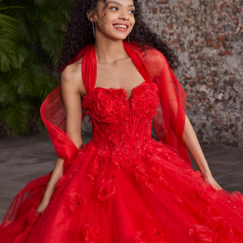 Red Shiny Quinceanera Dresses Ball Gown Off The Shoulder Flower Beads Tull Party Birthday Sweet 16 Dress Vestidos 15 Anos