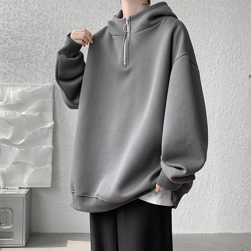 Turtleneck Hoodie Zipper Pullovers Streetwear Hip Hop Hooded Sweatshirt Men Clothing Korean Couples Harajuku Coat 250729