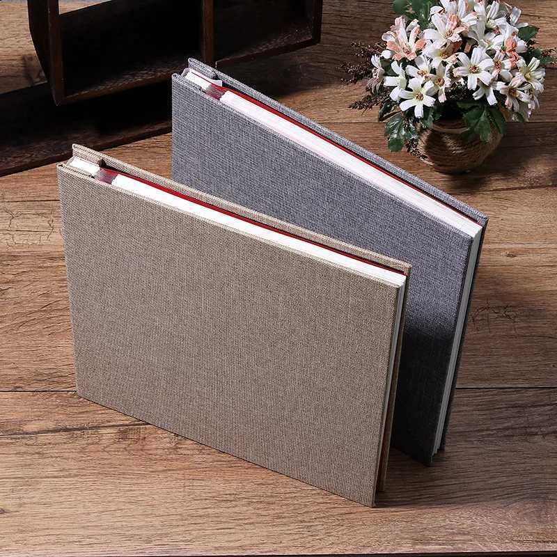 Solid Color Large Photo Album Linen Self-Adhesive Laminating DIY Photo Album 20 Sheets Family Anniversary Wedding Photo Storage Z250729