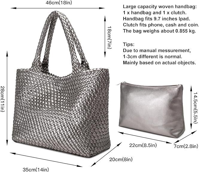 DHAL Niche Style Woven Large Capacity Shoulder Underarm Tote Mother Commuter Bag Trendy