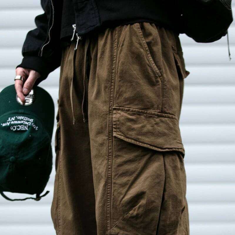 Oversized Cargo For Men Multi Pocket Loose Fit Streetwear Casual American Style Korean Trendy Fashion Straight Leg Pants 250726
