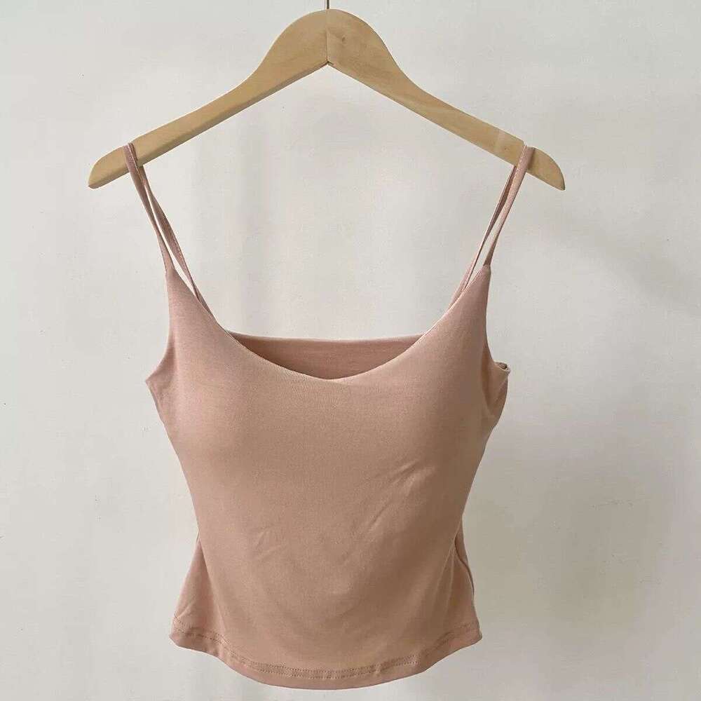 Designer T Shirt Summer Solid Color Camisole Vest For Women With Built-In Chest Pad, Expanding Chest, Suitable For Outerwear And Innerwear, Slim Fit B
