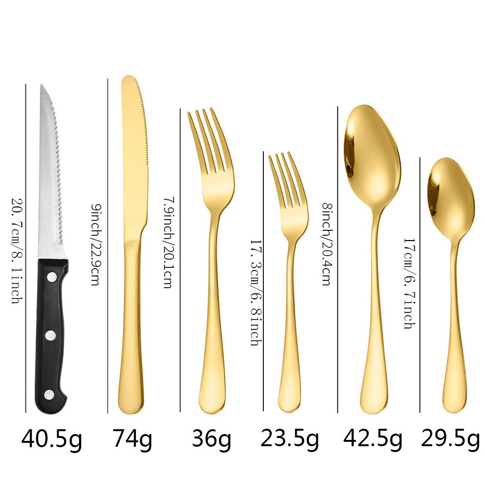 24-Piece Stainless Steel Flatware Set for 4 Includes 8 Steak Knives Mirror Polished Silverware Cutlery Set Dishwasher Safe Rust-Resistant