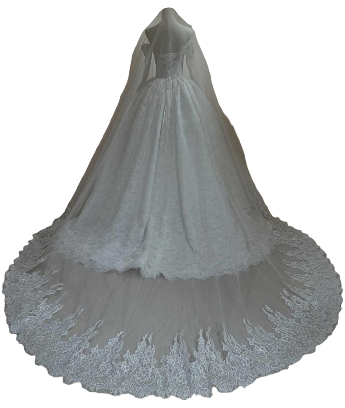 Customized Elegant Bridal Veil Applique Lace Long Cathedral Single Layer Wedding Veil With Comb Wedding Accessories