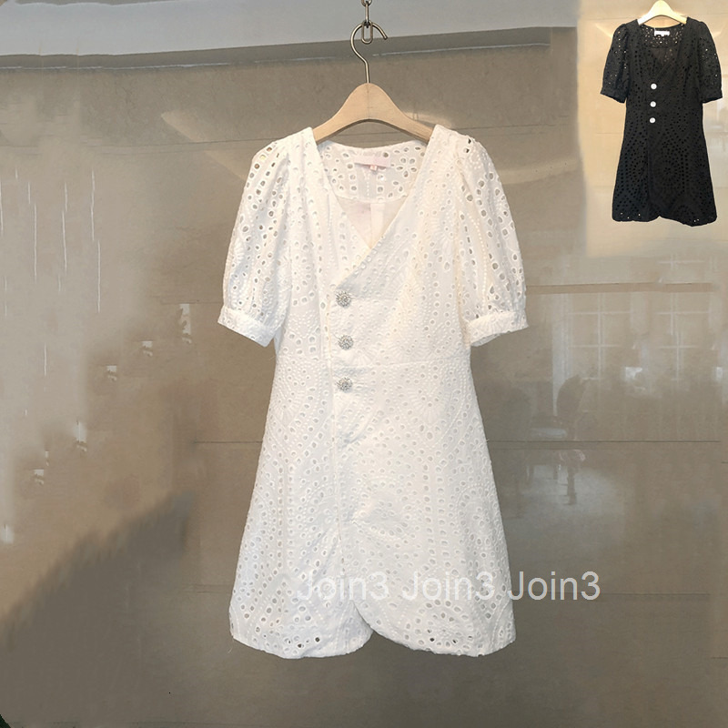 Little Fragrance Milk Dress Summer New French Style Elegant Lace Slim Fit Slimming V-neck Midi Dress Womens