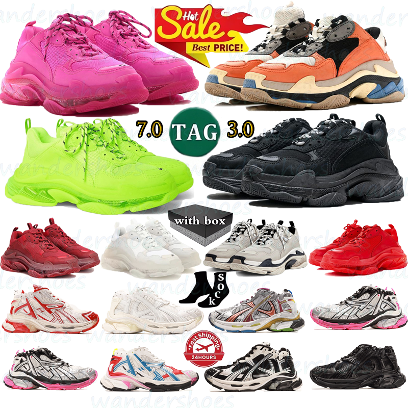 Luxury Brand Sneakers Track Runners 7.0 7.5 3.0 Designer Platform All Black white Multicolor Pink Blue Grey men women trainers Tennis Shoes With box