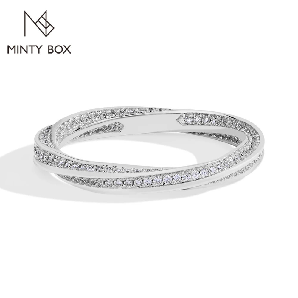 MINTYBOX S925 Sterling Silver Band Wedding Ring for Women Lab Diamond Stackable Rings Fine Jewelry Gift 250729
