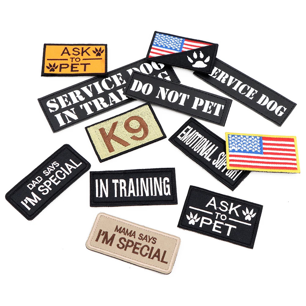 1 Piece Tactical Patch Bundle For Dog Vest Harness Collar Personalized Patches Tags Sticker Label Custom Name ID Service Dog 250729