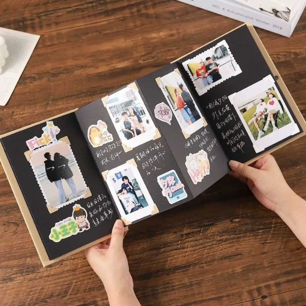 10 Page DIY Surprise Gift Couple Folding Accordion Photo Album Gift Photocard Handcrafts Surprised Photo Book Kraft Paper Z250729