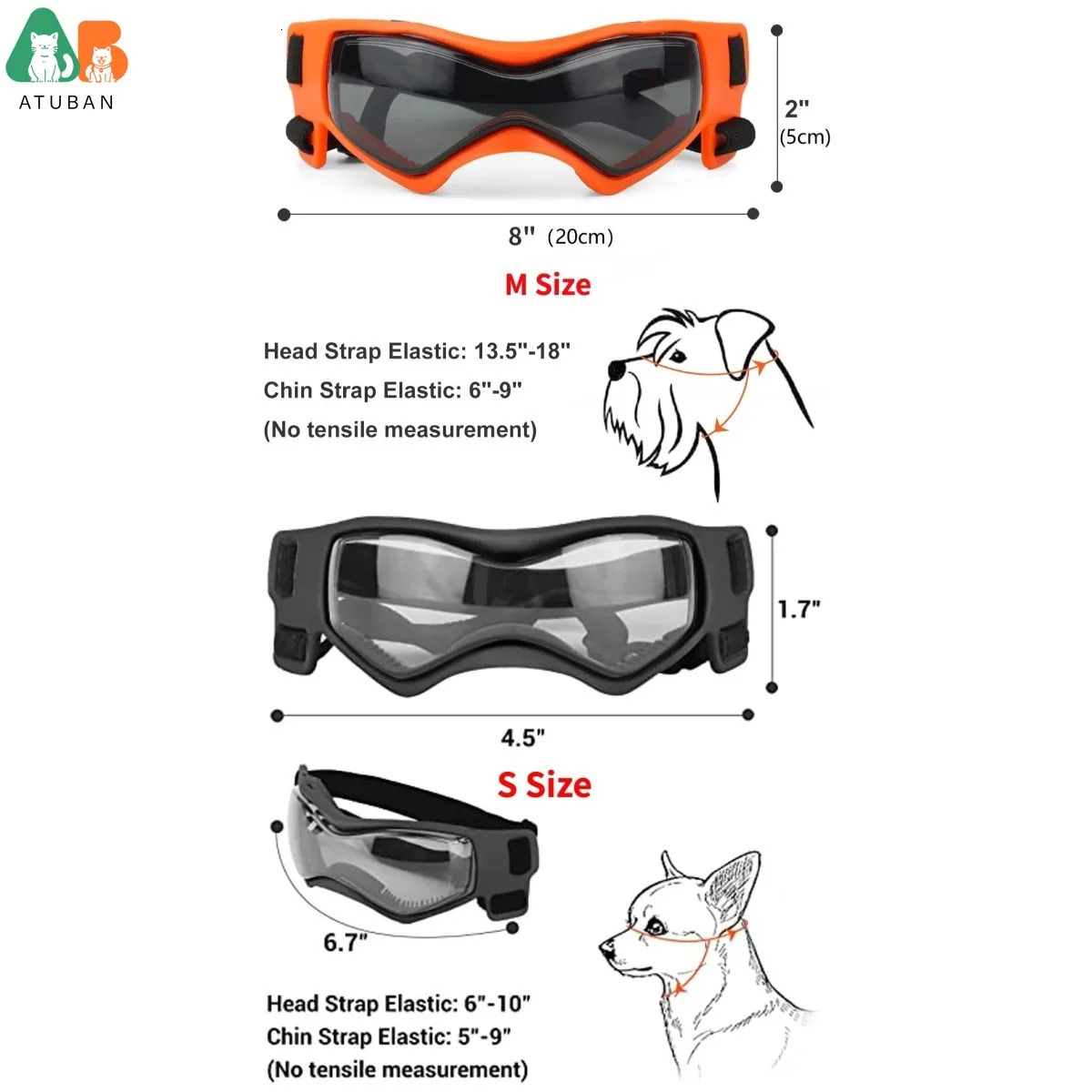 ATUBAN Dog Goggles for Small Dogs with Helmet 2pcs Sunglasses and Set Medium Outdoor Driving Walking 250729