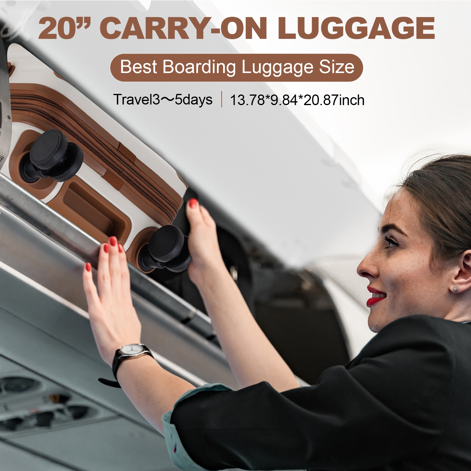 20" White and Black Expandable Carry-On PC Luggage Set Business Luggage Travel Suitcase maleta koffer with TSA lock with Duffle bag