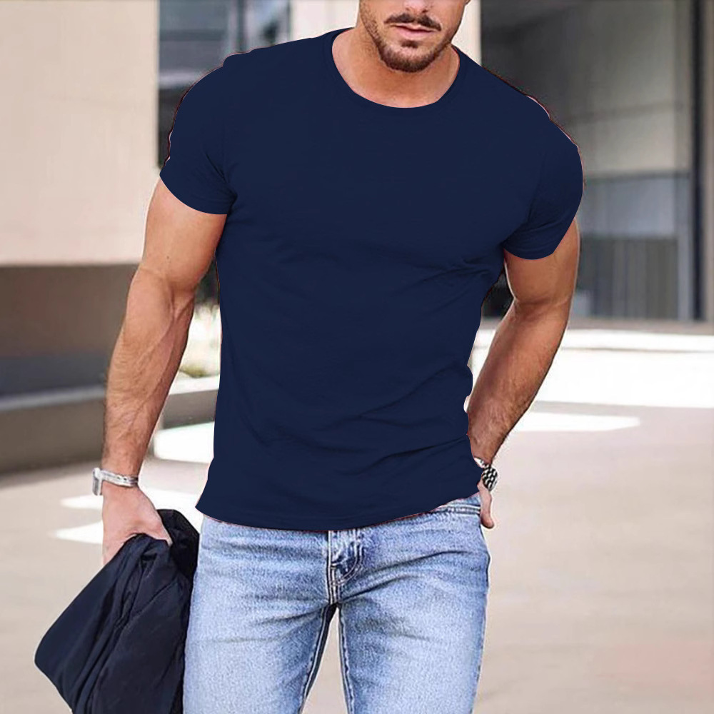 15 color round neck printed T-shirt summer pure cotton casual versatile fashion short sleeved mens top