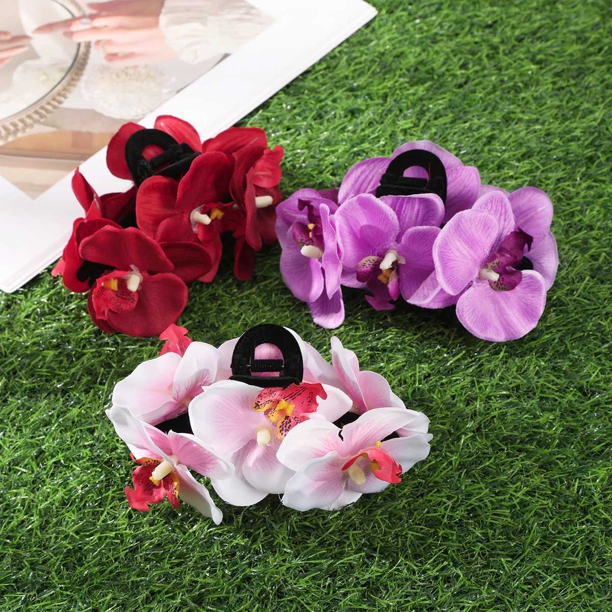 awaytr Simulated Flowers Hair Clips Rhododendron Crab Claw Ponytail Barrette Girl Shark Clip Hair Accessories Valentine Headwear Z250729