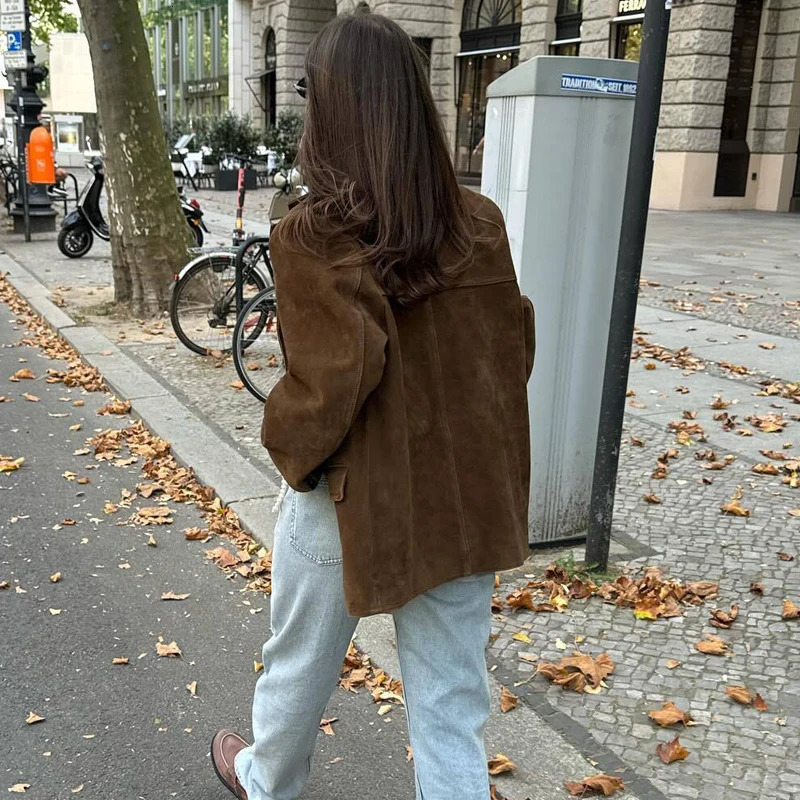 WOMEN Office Blazers for Women Fashion Suede Womens Jacket Spring Outerwears Casual Blazer Long Sleeve Coats 250729