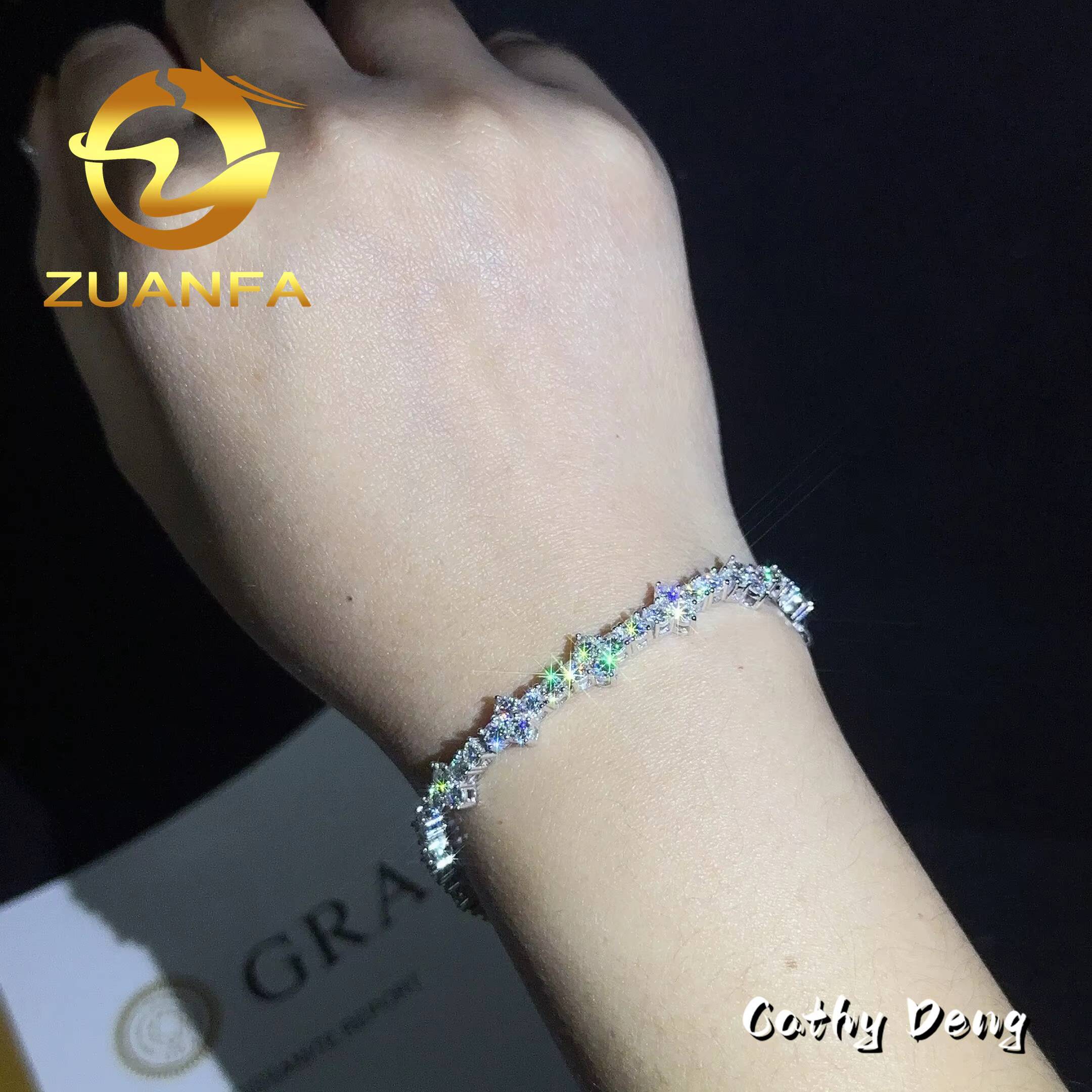 New Trendy Fashion Jewelry 3.0mm Mini Cross Moissanite Tennis Chain With GRA Certificate Hip Hop Tennis Necklace Bracelet