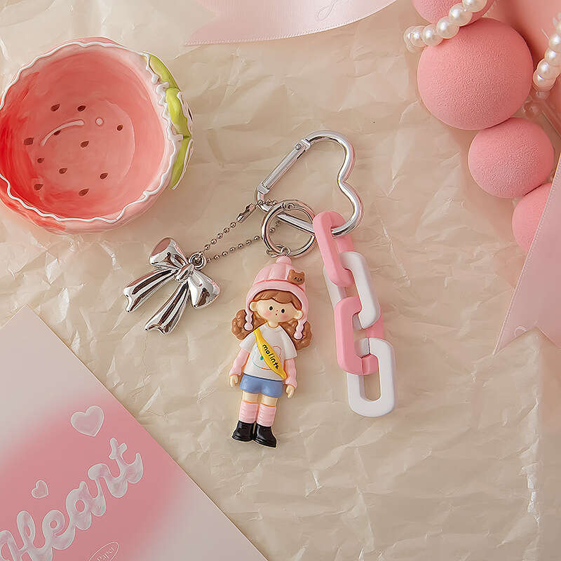 Cartoon Popcorn Miu Series Keychain Cute Bag Phone Chain Resin Doll Pendant Colorful Hanging Decoration