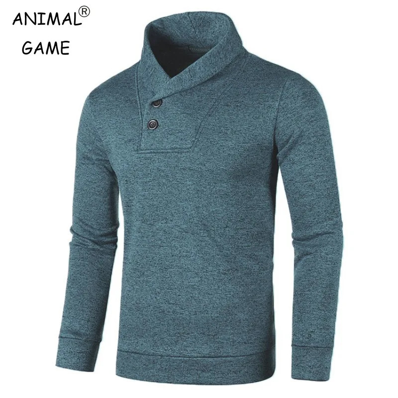 Sweatwear Half Turtleneck Mens Sweaters Button Neck Solid Color Warm Slim Thick Sweatshirts Winter Pullover Men 250729