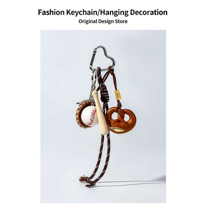 Creative Blogger Style Miu Series Baseball Keychain Bagel Woven Rope Alkaline Bread Bag Pendant