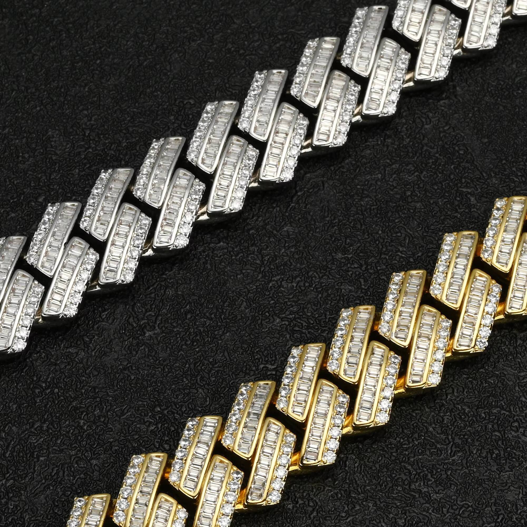 New Arrivals Plated 925 Silver Gold Cuban Chain Necklace Fashionable VVS Moissanite Hip Hop Style with Copper Chic Iced Style