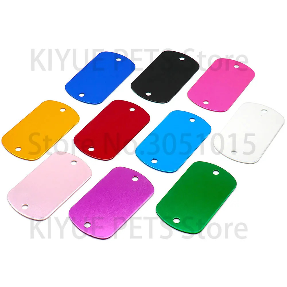 Wholesale 100Pcs Dog Tag 2 Hole Punch NamePlate Key Military Card Motorcyle Laser Hanging Pet ID Tags Custom Name Personalized 250729