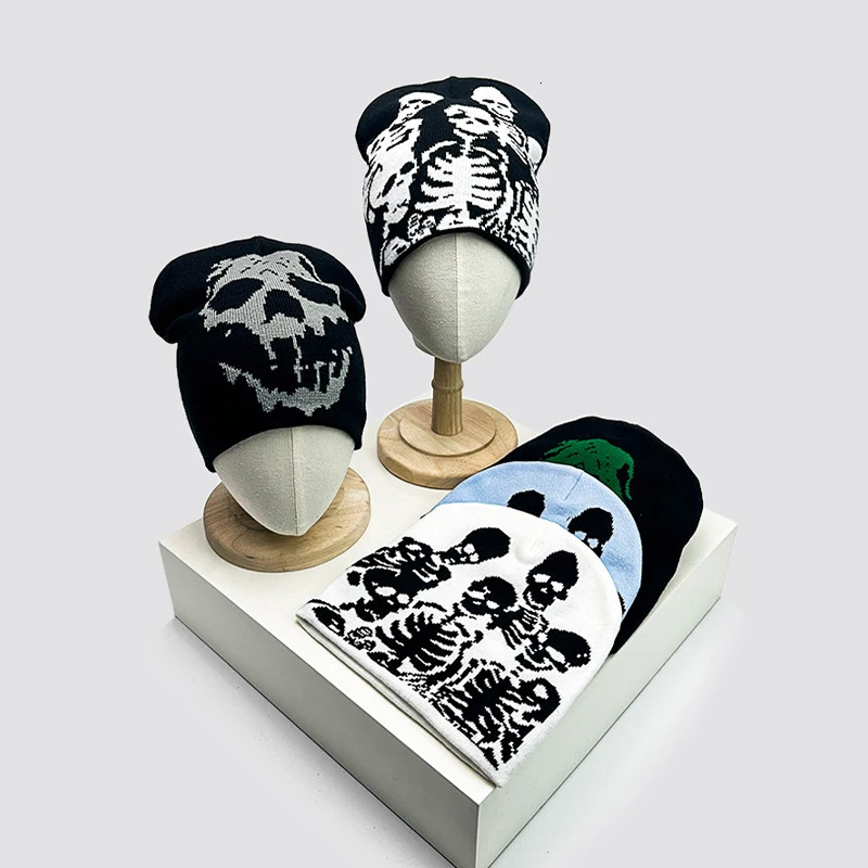 Skull Grimace Wool Bucket Knitted Hats Color Block Warm Comfortable Autumn and Winter Versatile Punk Fashion Hip Hop Street Style 250724