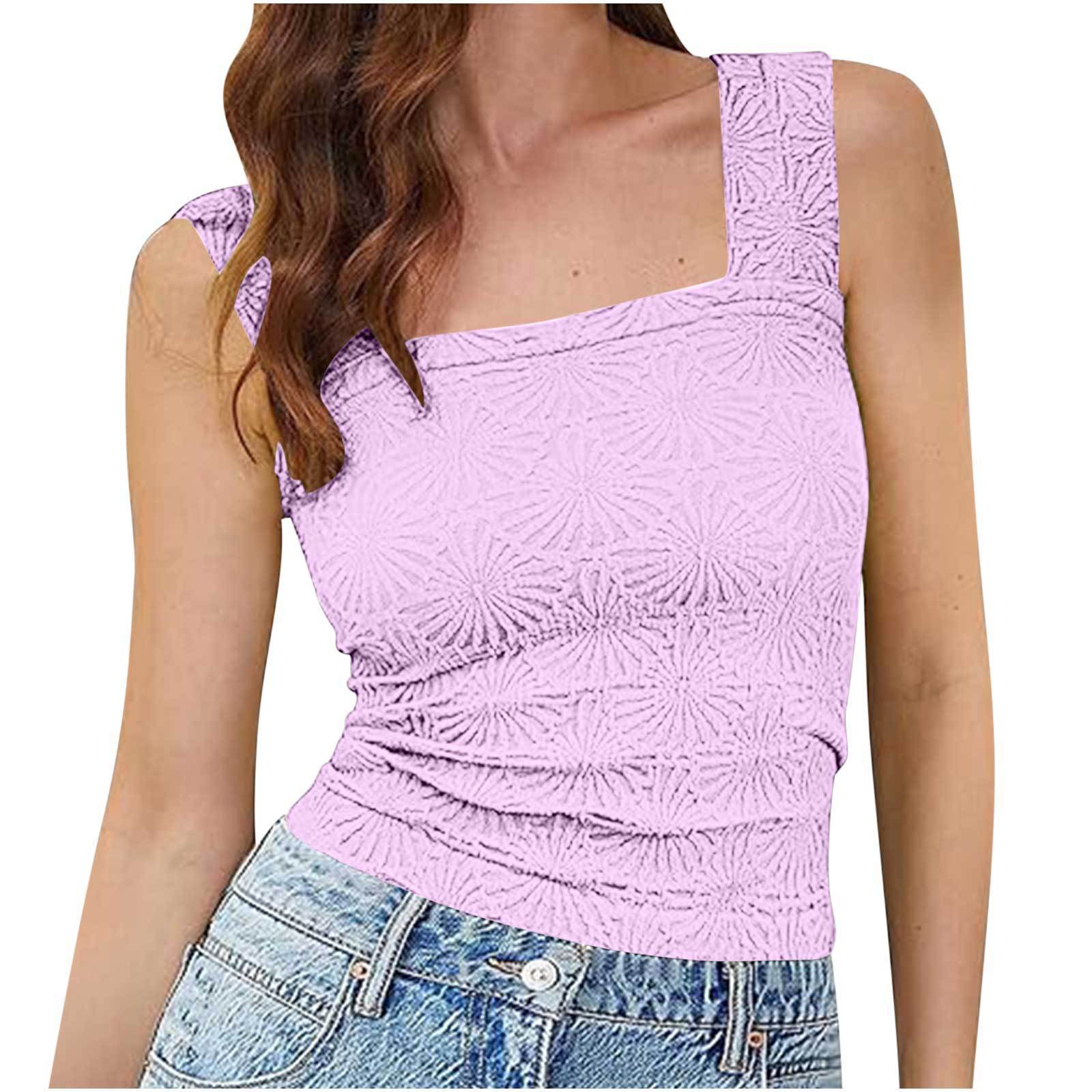 Women's new high elastic tight jacquard square collar sleeveless vest blouse