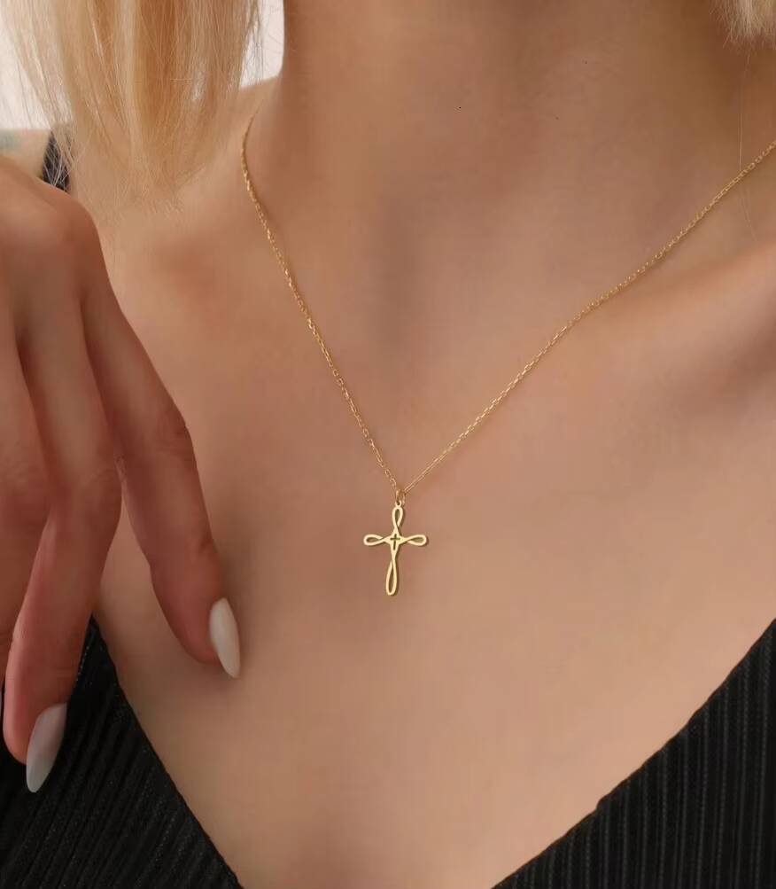 Cross Pendant Men Minimal Stainless Steel Jewelry 18k Gold Plated Collar De Mujer Acero Inoxidable Dainty Gold Jewelry
