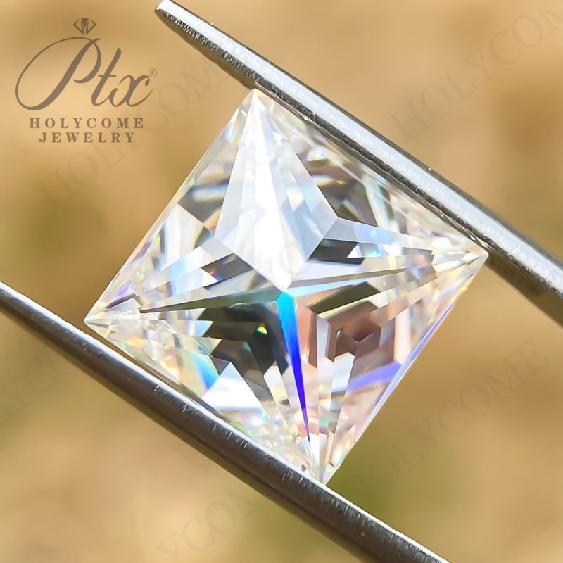 New EU Quality Rare Princess Cut Moissanite VVS Loose Stone 0.3-10ct Super White GRA Certified Princess Square Shape Moissanite Pass Tester Diamonds