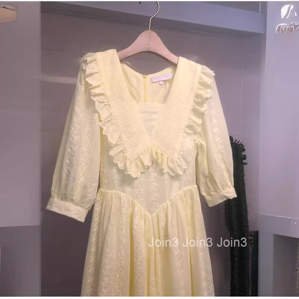 Korean Style Dress Summer New Fashion High Waist Square Neck Elegant Fairy Mid-Length Dress