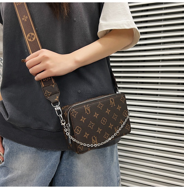 Men's crossbody bag senior sense new leather old single shoulder bag tide brand bag female chain small body bag
