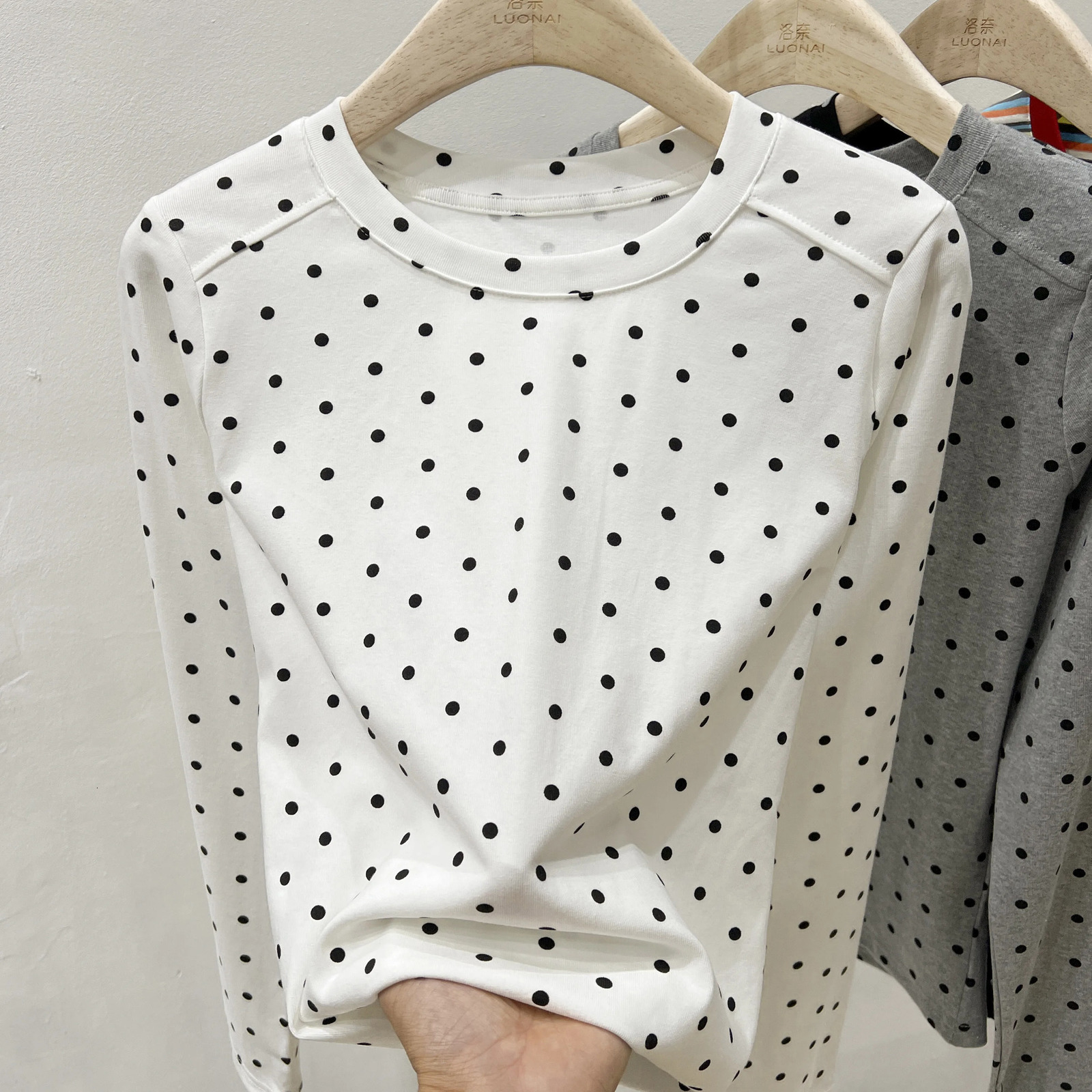 Korean Style Sweet Polka Dot TShirt Womens Casual Long Sleeve ONeck Tees Early Autumn Slim Fit Sexy Tops 250729