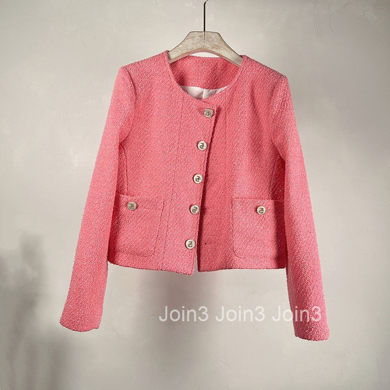Age-Reducing Brightening Little Fragrance Coat for Women Tweed Spring and Autumn New Knitted Short Style