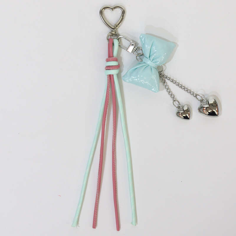 Huayang New Bowknot Heart-shaped Hanging Rope Hand Keychain Accessories Miu-style Bag Pendant