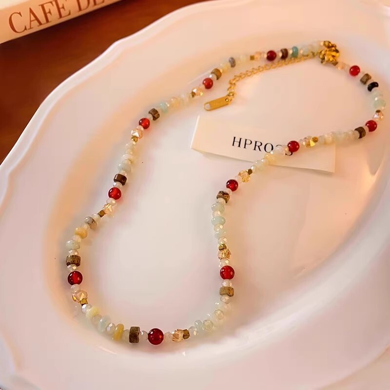 Light Xiaomi Bead Necklace for Women Dopamine Colorful Choker 2025 New Niche High-end Collarbone Chain Accessory Jewelry for Women