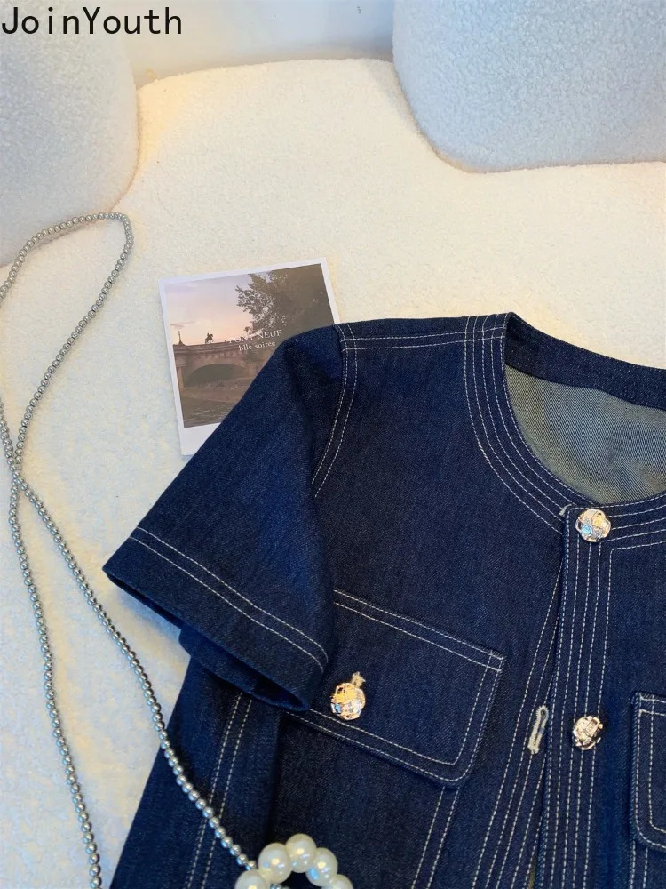 Streetwear Denim Jackets for Women Short Sleeve Summer Jean Jacket Outwear 2025 Ropa Mujer Fashion Vintage Coat Cropped Tops 250717