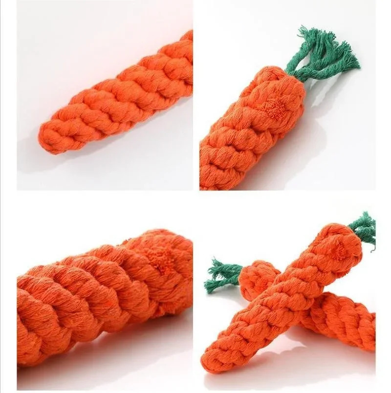 1pc Pet Knot Toy for Dogs and Cats Carrot Shape Dog Chew Toys Cotton Rope Indoor Cat Accessories 250729