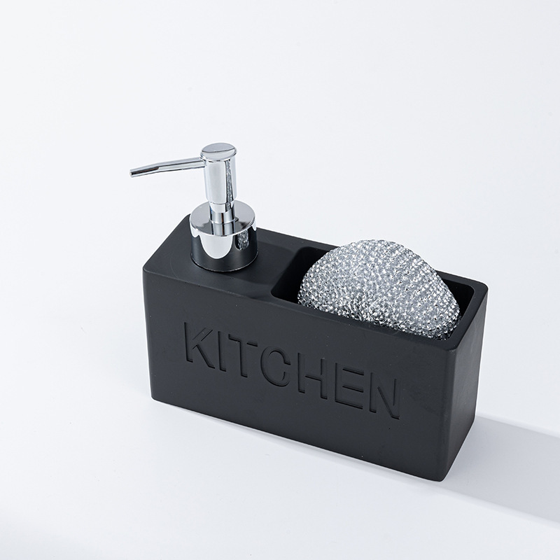 Kitchen Soap Dispenser Dishwashing Liquid Pump Bottle White Resin Lotion Hand Sanitizer Dispenser Sponge Storage Box221207