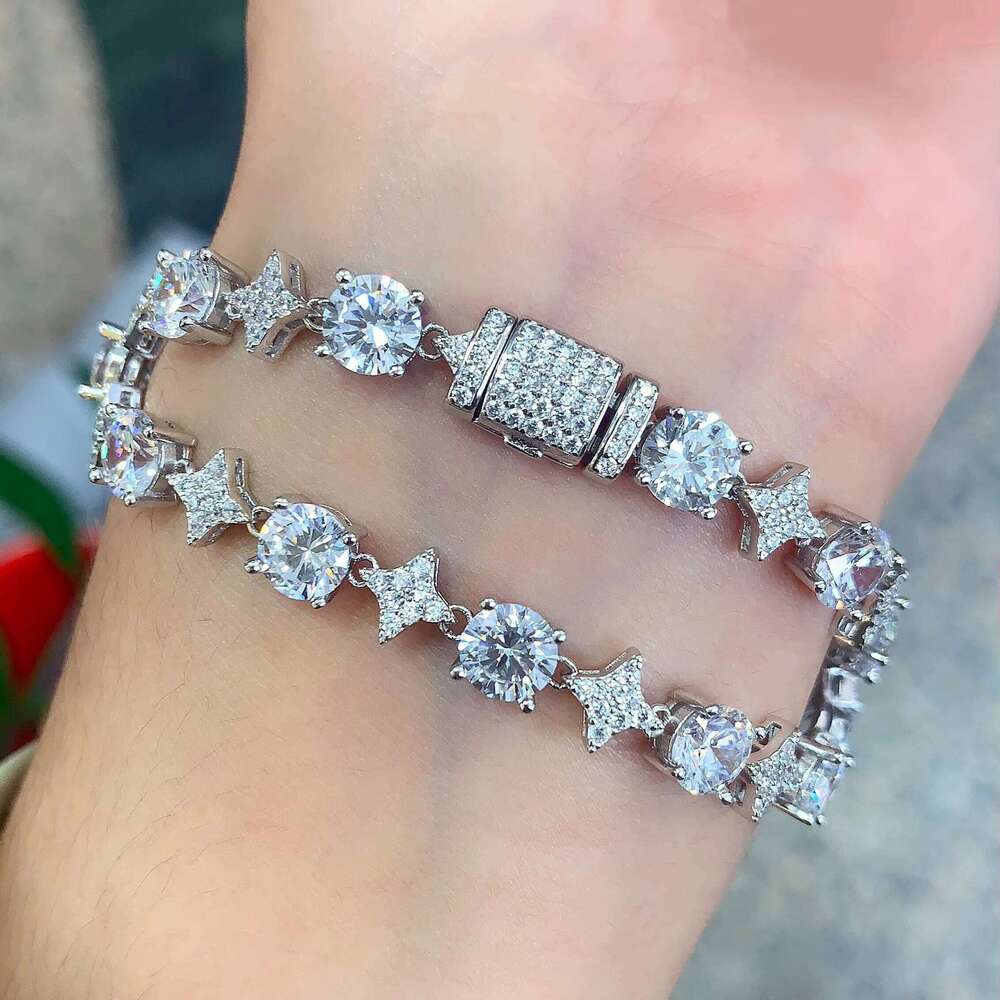 Exquisite Party Wedding Girlfriend Valentine's Day Jewelry Sterling Sier 6mm Iced Out Bling Moissanite Bracelet for Women