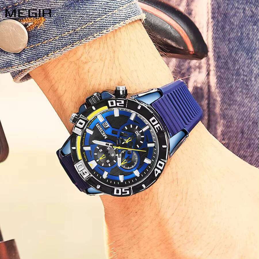 DHwatches MEGIR 2121 Men's Oversized Sports Watch - 58mm Silicone Strap, Waterproof 30M, Luminous, Chronograph, Date Display
