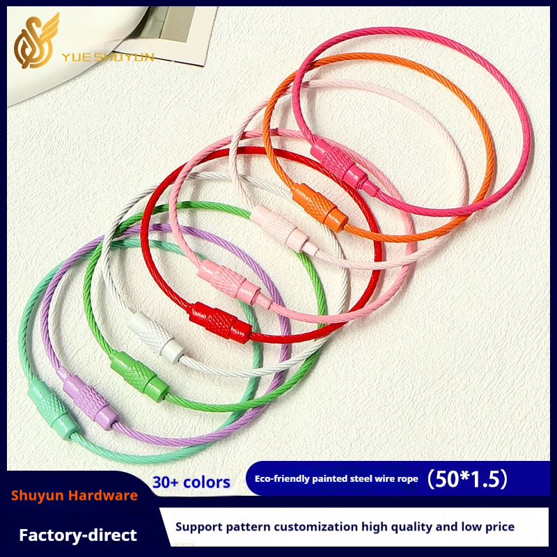 Factory direct candy color DIY keychain accessories wire ring color key ring baking paint key ring wire rope